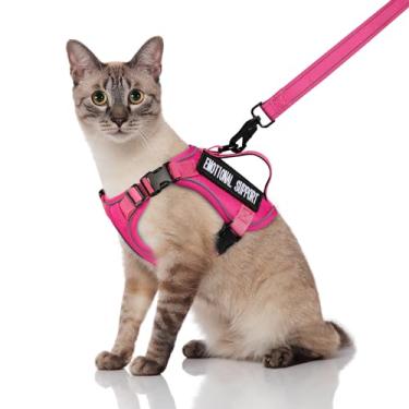 Imagem de SALFSE Peitoral e coleira tática para gatos, colete grande à prova de fuga, colete ajustável de malha macia para animais de estimação com alça de controle, adesivos Molle (777816858438, grande)