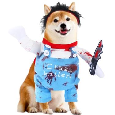 Imagem de Conjunto de fantasia mortal de cachorro Halloween fofo engraçado cosplay Chucky roupas de festa tema de Halloween (grande)
