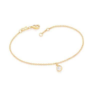 Imagem de Pulseira Rommanel Banhado Ouro Berloque Solitário Ponto Luz De Zircôni