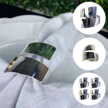 Imagem de Anel Argola para Guardanapo Metal Prata 4 unidades - M1