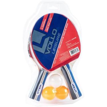 Imagem de Kit Tenis de Mesa Ping Pong 2 Raquetes e 3 Bolas Vollo Leisure