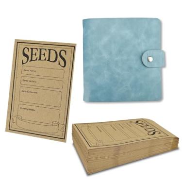 Imagem de Huakaile Pasta organizadora de sementes de poliuretano verde de 12,7 cm com 50 bolsos e envelope, mangas organizadoras de armazenamento de sementes de 8 cm x 12 cm, modelo autovedante para plantação