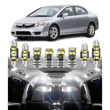 Imagem de BMT xms Substituição de luz LED interior do carro para Honda Civic 3D 4D Sedan/Coupe/Hatch 2001-2012, pacote de lâmpadas interiores super brilhantes 6000K, 6 peças
