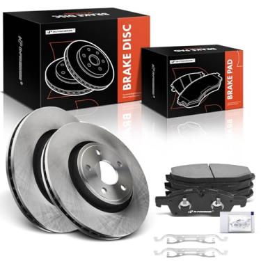 Imagem de A-Premium Kit De Rotores Freio A Disco Ventilados Dianteiros 13,78" (350 Mm) + Pastilhas Cerâmica Compatíveis Com Modelos Dodge E Jeep - Durango 2011-2020, Grand Cherokee 2011-2012, Conjunto 6 Peças