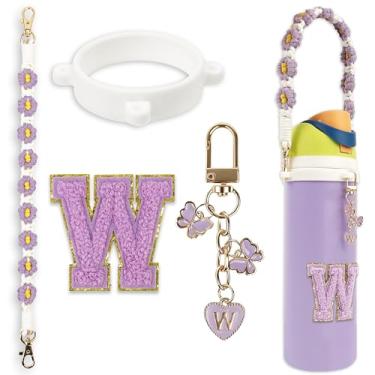 Imagem de Conjunto de pingentes de letras fofas compatível com garrafa de água Owala 680 g, 946 ml, 1,134 g, copo de café Owala Kids, Owala FreeSip – Inclui alça de alça, para acessórios Owala & Stanley Cup