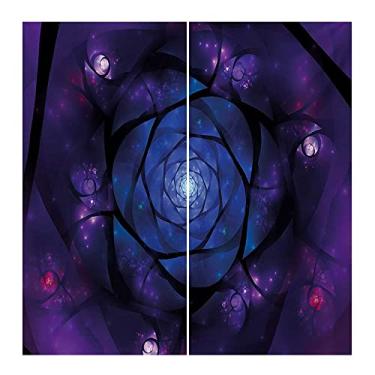 Imagem de Cortinas blackout mandala para quarto - Cortinas escurecidas com isolamento térmico para sala de estar, L 132 x C 137 cm roxo azul