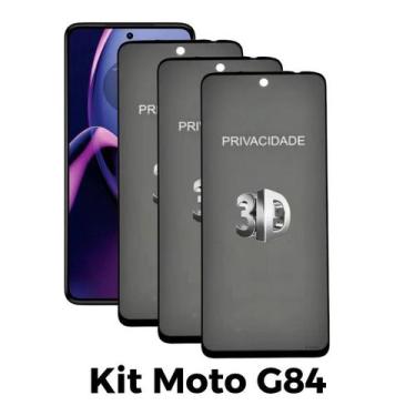 Imagem de Kit 3UN Película 3D Privacidade de Vidro para Motorola Moto G84 - NoBr