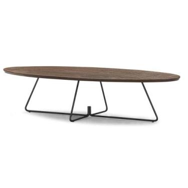 Imagem de Mesa Centro Oval Ovale Tampo Amêndoa com Base Grafite 120cm - 77366 - 