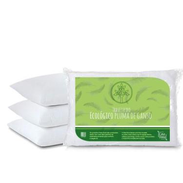 Imagem de KIT 4 Travesseiros Pluma de Ganso Ecologica Casa Dona 50x70cm 200 fios