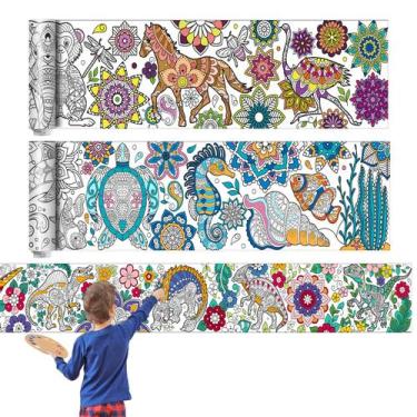 Imagem de Pôsteres gigantes para colorir Pasimy Mandala Animals 30x300cm, 3 peça