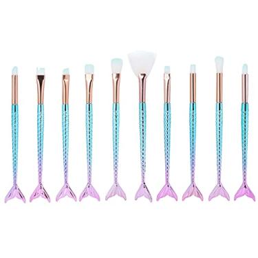 Imagem de SLUFFS 10pcs Brilhos de maquiagem Cosméticos Mistura de cerdas macias kit de pincels, kit de cosméticos de face completa para sombras de olho para blush