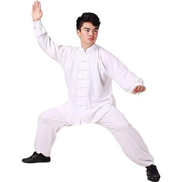 Imagem de Roupas De Tai Chi Mulheres, Homens Terno De Uniforme De Tai Chi, Artes Marciais Tradicionais Taiji Kung Fu Qigong Wushu Wing Chun Shaolin Treinamento Roupas Clássicas Mangas Compr, White, M