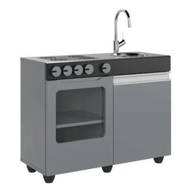 Imagem de Mini Cozinha Infantil Luli MDF Com Fogão e Pia Decor - Ofertamo, Cinza