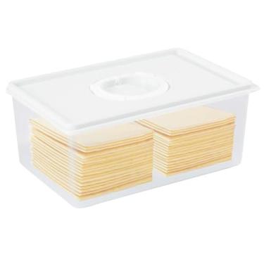 Imagem de Vellsenne Recipiente de queijo fatiado com gravação de tempo - Recipiente de armazenamento de queijos em bloco para geladeira, queijo cremoso, queijos fatiados, queijos cheddar, caixa de queijo com