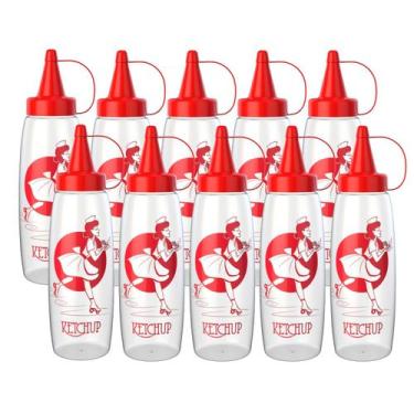 Imagem de 10 Bisnagas Katchup Maionese Mostarda Decorada 350ml - Panamby, Vermel
