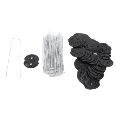 Imagem de Paisagem de jardim Staples Conjunto 40pcs Estacas de ferro em forma de serviço pesado com juntas plásticas para proteger o gramado de maconha de tecido de maconha em jardins de