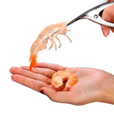 Imagem de Descascador Inox Limpador De Camarão Pinça Tira Casca Fácil