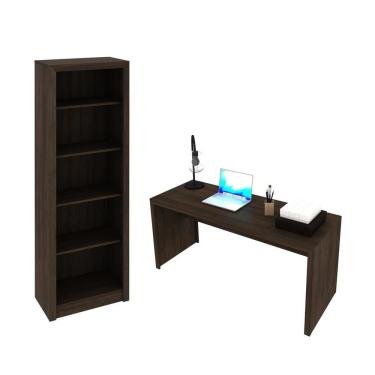 Imagem de Escritório com Mesa para Computador Simples Gavetas e Armário Rústico - FdECOR