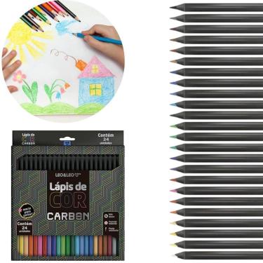 Imagem de Lápis De Cor 24 Cores Carbonline Corpo Em Madeira Leo E Leo