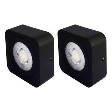 Imagem de Kit 2 Spot Led Quadrado Fixo Sobrepor 5w 3 Opções De Luz - Embu Led, 1