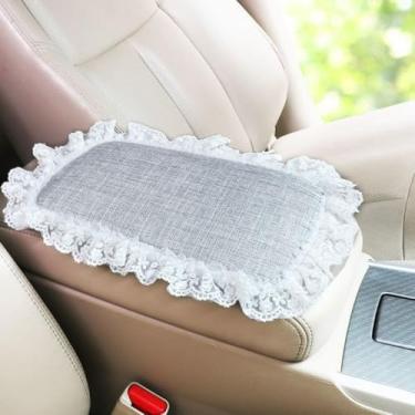 Imagem de MINGZAIQIPEI Capa de console central automotiva fofa para console de carro capa de apoio de braço de renda, almofada de apoio de braço central macia e fofa para a maioria dos protetores de decoração