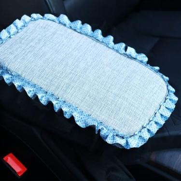Imagem de MINGZAIQIPEI Capa de apoio de braço com babados de renda, capa de console central para carro, almofada de apoio de braço central macia e fofa para a maioria dos protetores de decoração de carros (21)