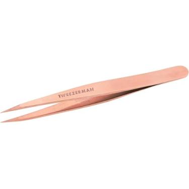 Imagem de Tweezerman Pinça de ponta de aço inoxidável - Pinça de precisão de sobrancelha, depilação facial e encravada (ouro rosa)