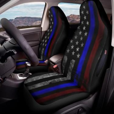 Imagem de STUOARTE 2 capas de assento de carro apenas para banco dianteiro, capa de assento frontal impressa da bandeira americana à prova d'água, capa de assento frontal de carro para todos os climas