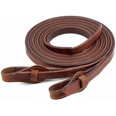 Imagem de Jeereal Rédeas de couro divididas, design de troca rápida, peso de óleo pesado, quebrado, rédeas de couro flexível para Western Horse ProTack, 5/20.3 cm x 20.3 cm (marrom)