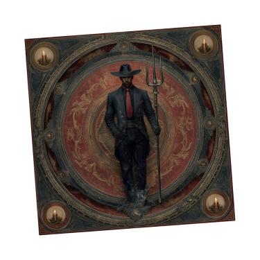 Imagem de Toalha para Leitura de Exu Tridente Prata Detalhado 70 cm