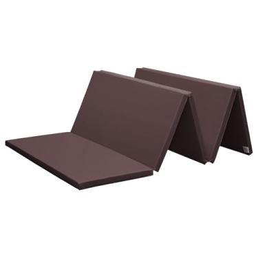 Imagem de KaRaDaStyle Tapete de ginástica tapetes elásticos dobráveis 190,5 cm x 78,7 cm x 3,0 cm Exercício Treinamento Muscular Crianças Brincar Tapete de barra horizontal Esportes à prova de som Uso doméstico (marrom)