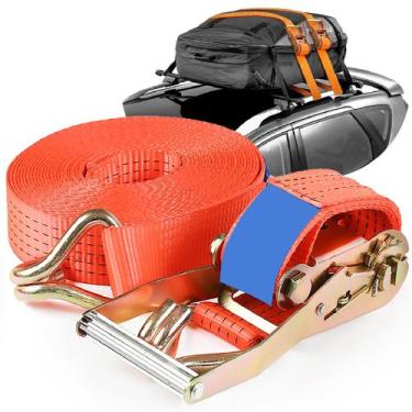 Imagem de Kit 5 Peças Cinta De Amarrar Carga De Caminhão 5 Ton 50mm Rabicho J Re