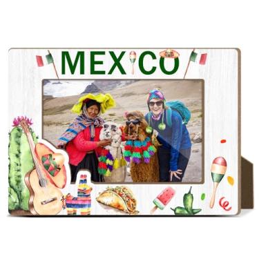 Imagem de LONLONBANG Maxico Molduras de madeira para lua de mel, amizade, presentes para amigos, família, casais, casa, sala de estar, mesa de férias, decoração de mesa com suporte, comporta fotos de 10 x 15 cm