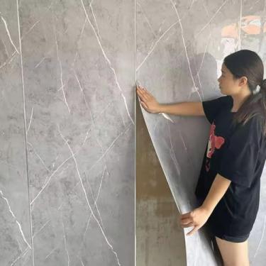 Imagem de Placa Adesiva Parede Rolo Painel Vinílico Mármore 200x60cm Lavavel 3D Continuo Cinza