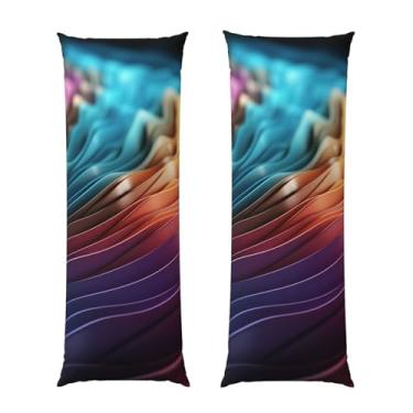 Imagem de Capa de travesseiro corporal com zíper oculto, fronha longa de microfibra macia e respirável para travesseiro corporal, linhas coloridas capas de travesseiro para cama de presente de dormir 50 x 137