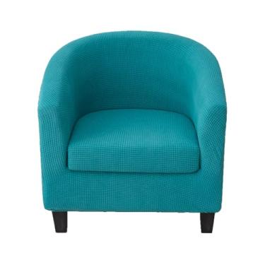 Imagem de CRFATOP Capa de cadeira de clube com capa de almofada jacquard 2 peças capas de cadeira de banheira capas de poltrona macias laváveis redondas capas de sofá para balcão de bar sala de estar, azul