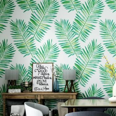 Imagem de 53 * 950 cm folha de bananeira floresta tropical estilo planta papel de parede não autoadesivo sala de estar quarto escritório papel de parede verde 53 * 950 cm