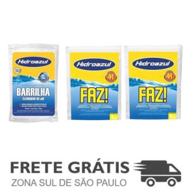 Imagem de Kit 1 Barrilha Elevador de Ph + 2 Cloro Faz Saco - HidroAzul