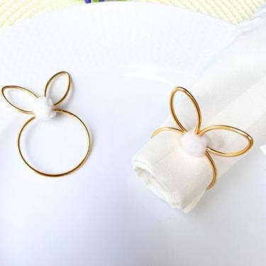 Imagem de Kit 06 Porta Guardanapo Argola Mesa Posta Páscoa Coelho - LADO DE CASA