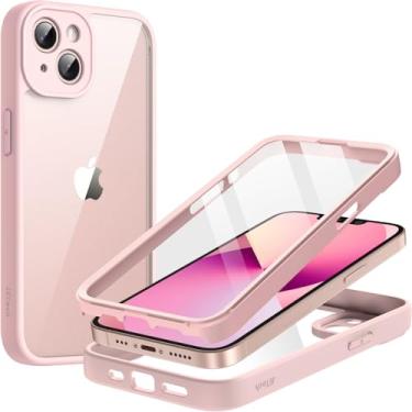 Imagem de JETech Capa para iPhone 13 6,1 Polegadas com Protetor de Tela de Vidro Temperado Embutido, Case Capinha Proteção Resistente de Corpo Inteiro de 360 Graus, Estojo de Robusta à Prova Choque (Rosa)