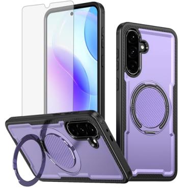 Imagem de Furill Capa de celular para Samsung Galaxy S23 FE 5G com protetor de tela de vidro temperado Slim Magnetic Rugged Stand Ring Holder Hybrid Heavy Duty Protective Cell Cover S 23 EF S23FE 23S Mulheres