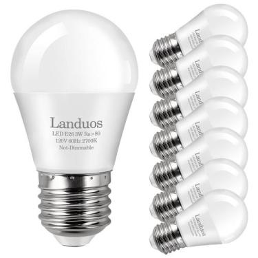 Imagem de Lâmpada LED Landuos A15 E26 3W 2700K branca quente, pacote com 8