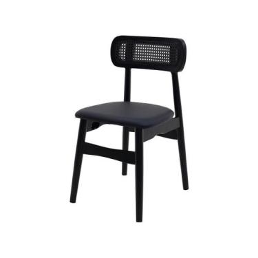 Imagem de Cadeira De Jantar Rainer Moderna Preta Telinha Madeira - Waw Design