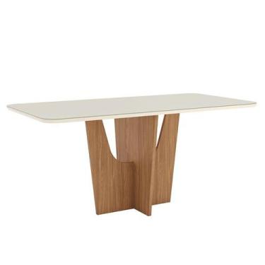 Imagem de Mesa de Jantar Vértice 180 cm Canto Arredondado com Vidro Nature Off W