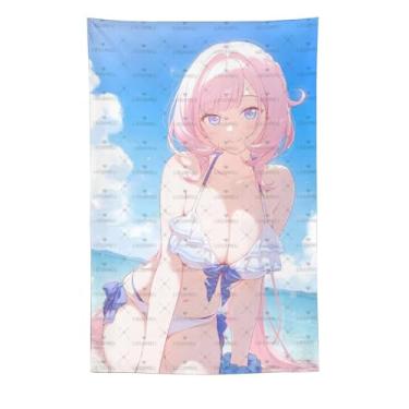 Imagem de LIEGBMEU Tapeçaria Pinup Girl Sexy Hot Anime Girl 152.4 cm x 228.6 cm Wall Quilt Art Whimsical Tapestry DecorationAa040