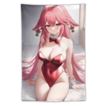 Imagem de LIEGBMEU Tapeçaria de biquíni sexy anime menina 101.6 cm x 152.4 cm interior exterior parede colcha arte decoração de tapeçaria caprichosa, AC017