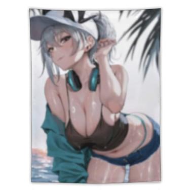 Imagem de LIEGBMEU Tapeçaria de biquíni sexy anime menina 152.4 cm x 203.2 cm interior exterior parede colcha arte decoração de tapeçaria caprichosa, AF309