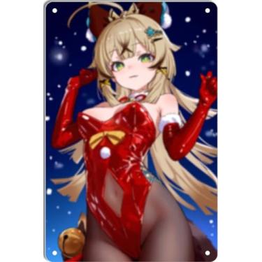 Imagem de DKLOWK Sexy Bikini Hot Anime Girl Metal Tin Sign Wall Art Christmas Poster Decor for Home Bar Club Bedroom Bathroom Man Cave Otaku 20 x 30 cm