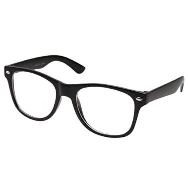 Imagem de grinderPUNCH Óculos retrô NERD Geek com lentes transparentes emolduradas pretas para homens e mulheres