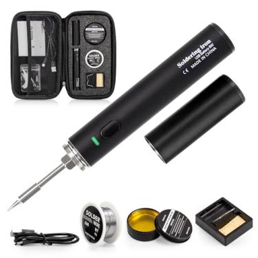 Imagem de Kit de ferro de solda sem fio, caneta USB portátil e recarregável de 1200 mAh, ferro de solda sem fio com 3 temperaturas ajustáveis para pequenos projetos de solda, reparo de eletrodomésticos, faça